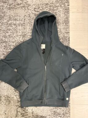 Vuori Slate Gray Fleece-Lined Zip Hoodie